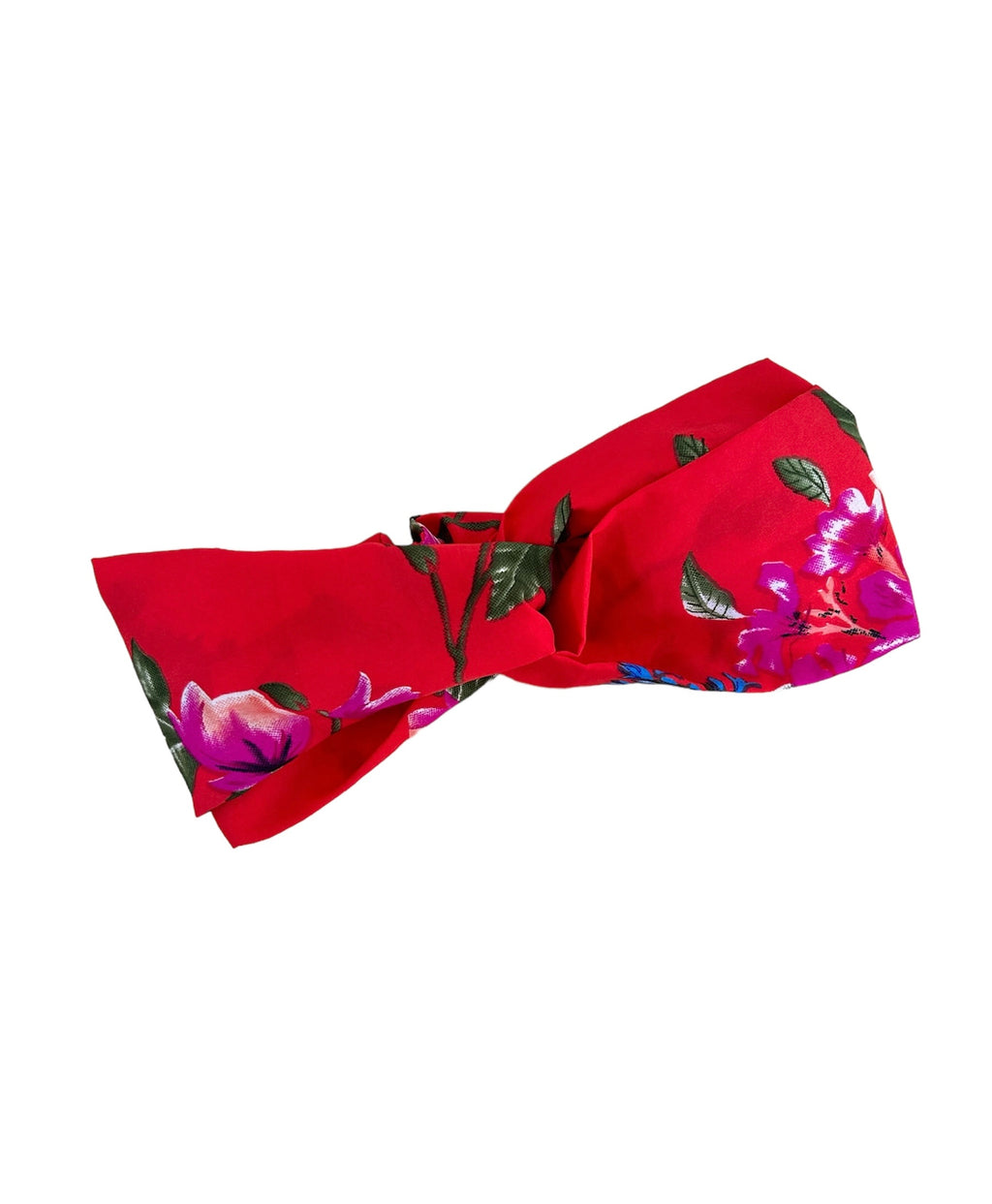 TURBANTE ROJO FRESA CON FLORES